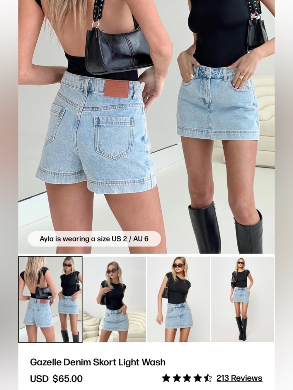 Gazelle Denim Skort Light Wash Lower Impact - Princess Polly